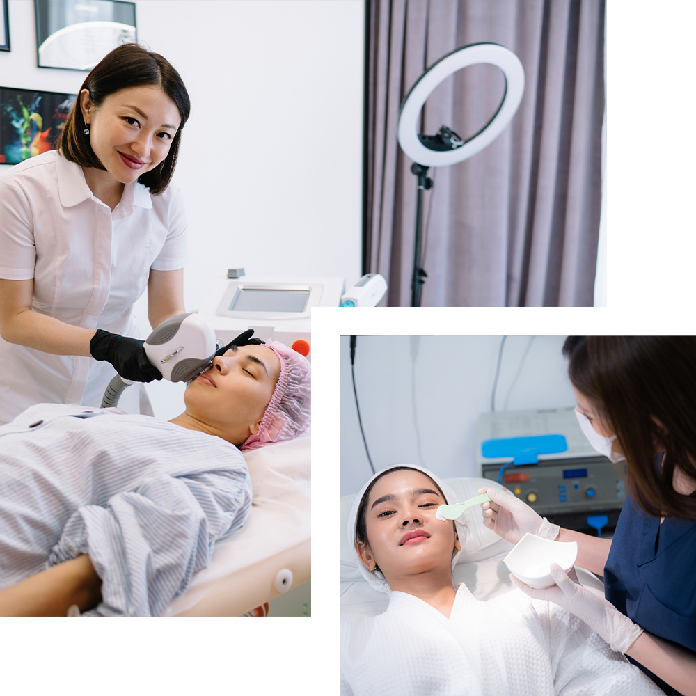 Sensitive whitening area treatment at Cosmo Secrets Medical Centre, showcasing a serene environment with a patient receiving care for skin whitening, emphasizing gentle and effective solutions tailored for sensitive skin."