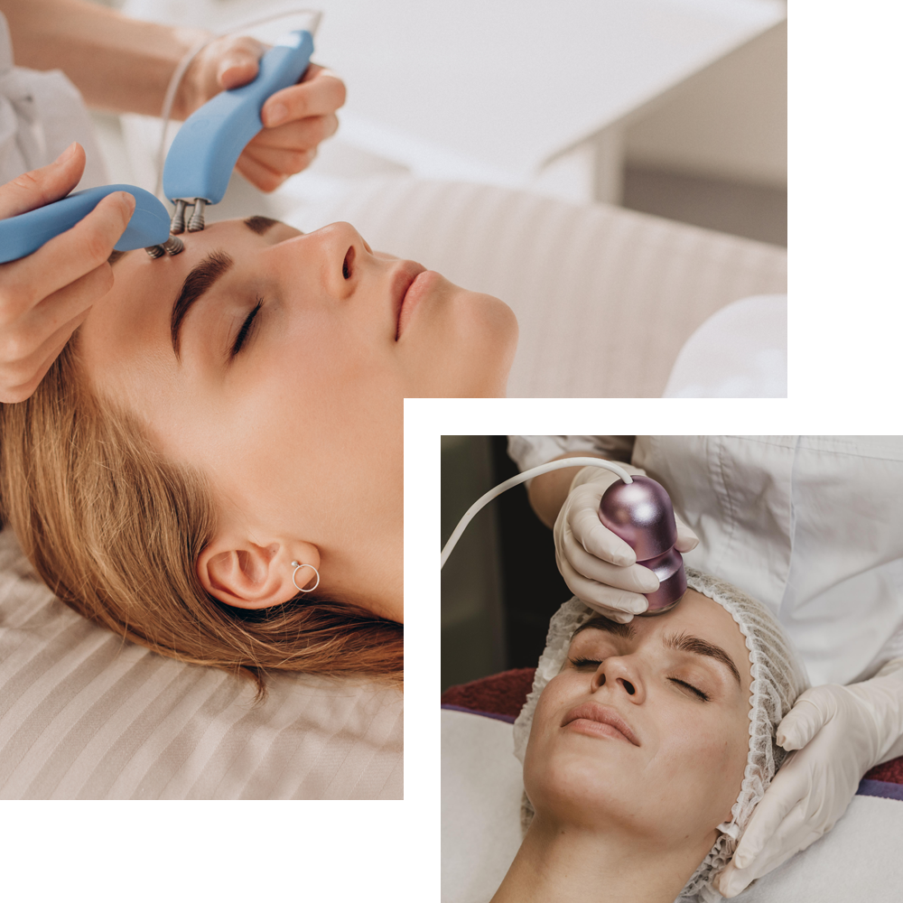 Microdermabrasion treatment at Cosmo Secrets Medical Centre, featuring a skincare professional using a handheld device to exfoliate the patient's skin, promoting a smoother and more radiant complexion."